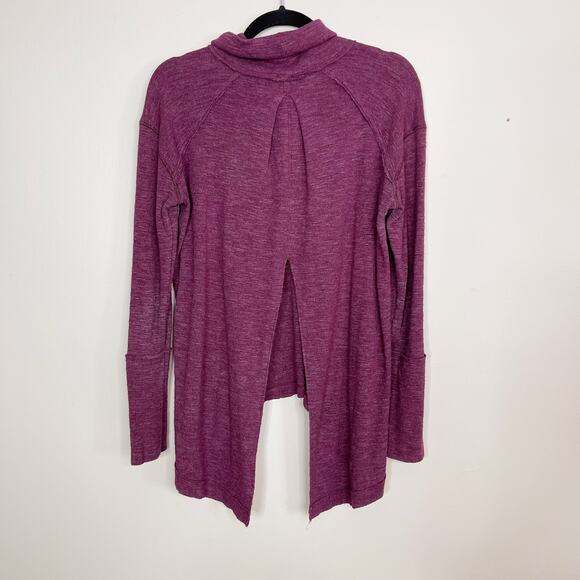 Free People Split Back Turtleneck Plum Purple Small S Long Sleeve Cotton Blend - Picture 2 of 9